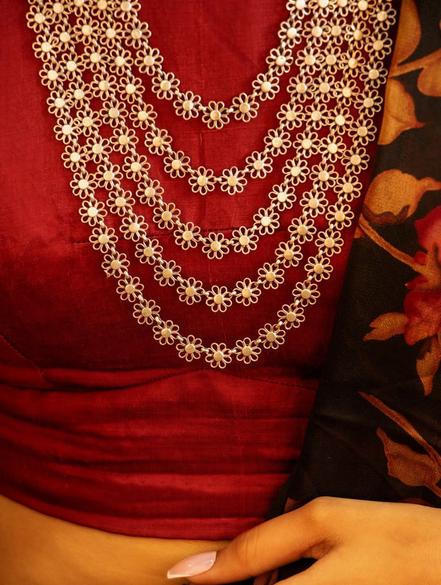 Tattva Carved Flower Layered Two Way Necklace