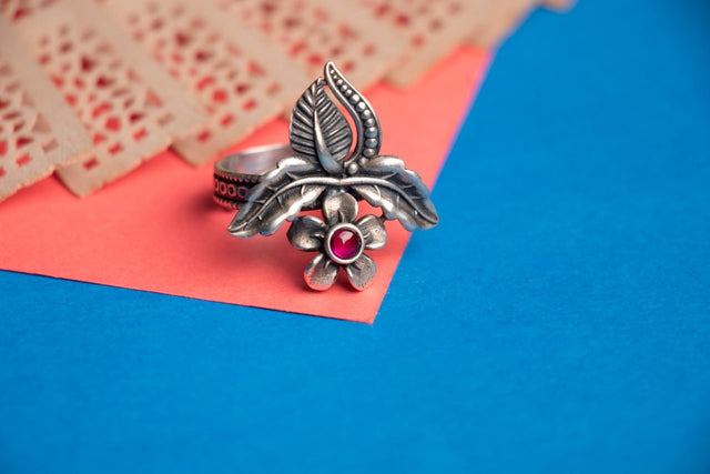 Moh Intricate Flower Leaf Ring
