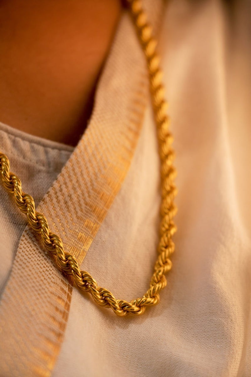 Mizoya Gold Tone Spiral Classic Silver Chain