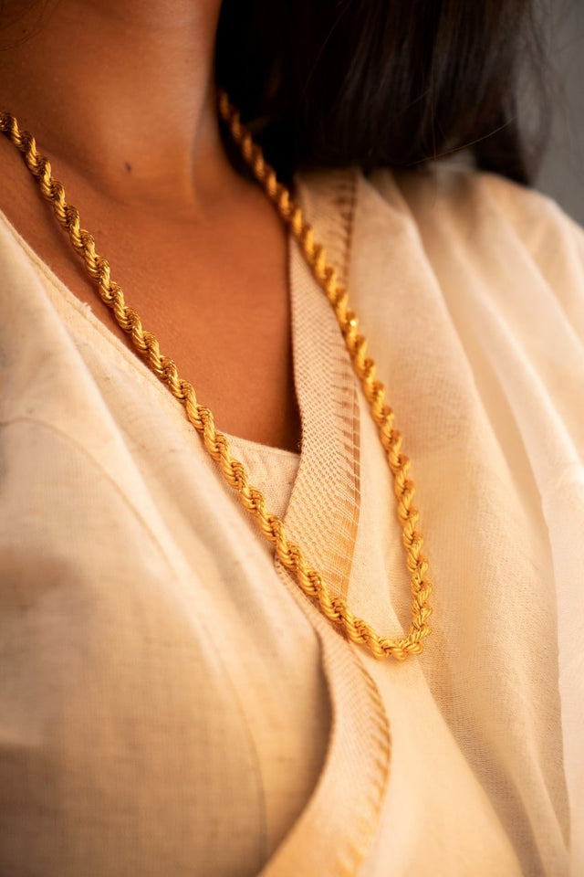 Mizoya Gold Tone Spiral Classic Silver Chain