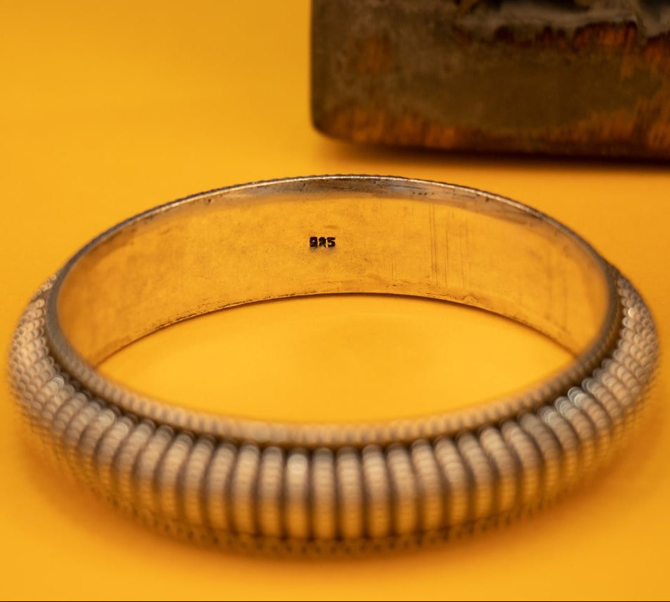 92.5 sterling silver Mizoya Intricate Line Sequence Embossed Kada, view 4