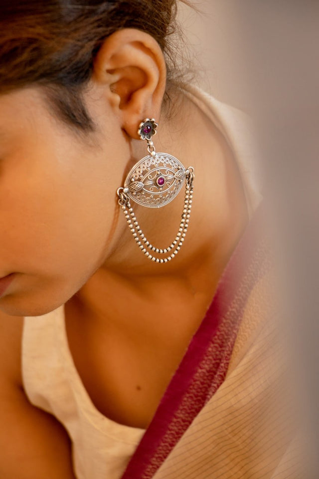 Mizoya Layered Drop Intricate Earrings
