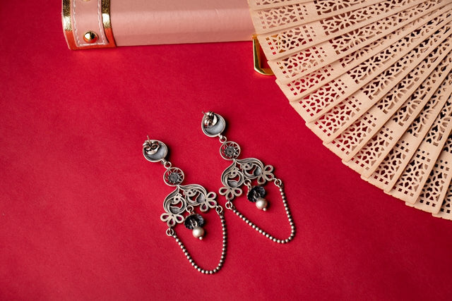 Mizoya Intricate Dual Peacock Statement Earring