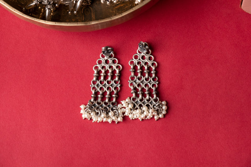 Tattva Intricate Jali Pearl Drop Earring