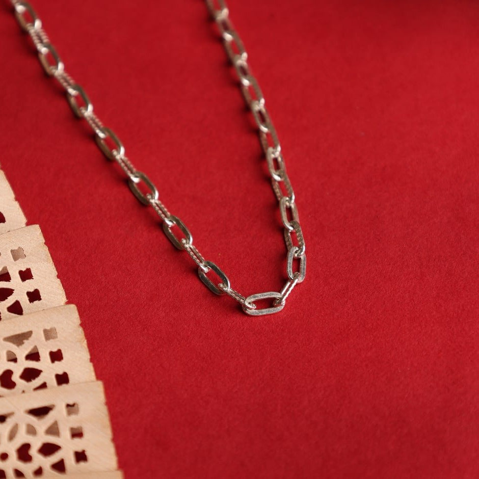 925 pure silver intricate link chain, detail view