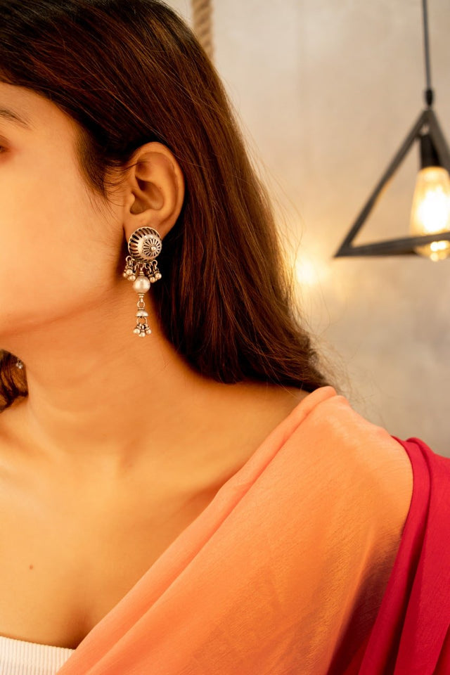 Tattva Carved Embossed Motif Ghughri Drop Earrings