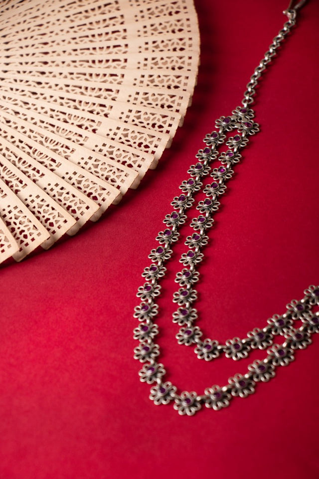Tattva Two Layered Carved Flower Necklace
