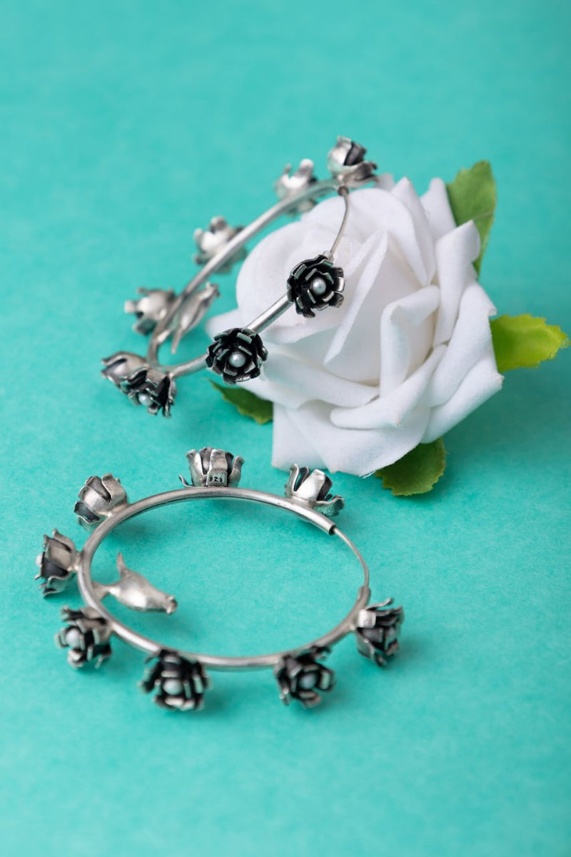 Moh Pearl Flora Bird Statement Hoops