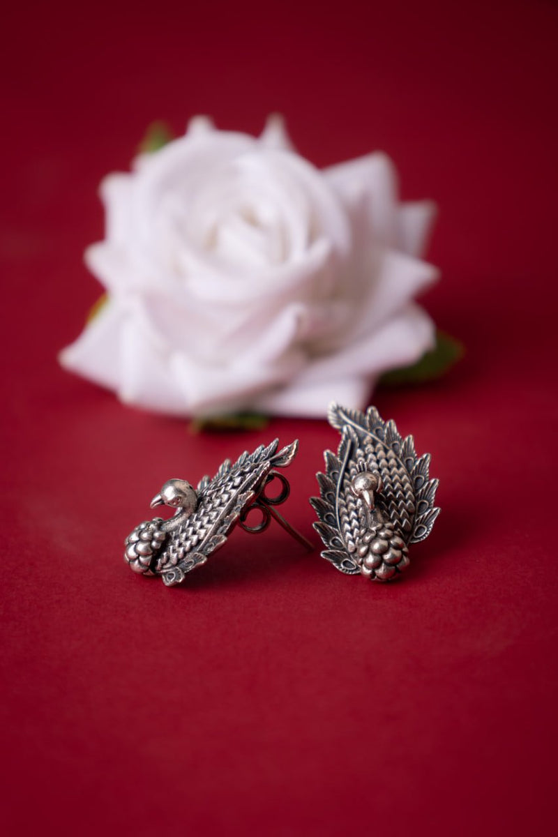 Moh Peacock Intricate Embossed Studs