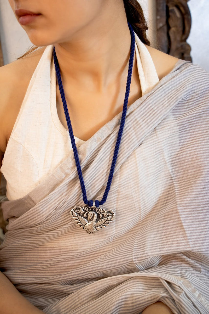 Anvaya Dancing Peacock Chitai Dori Necklace
