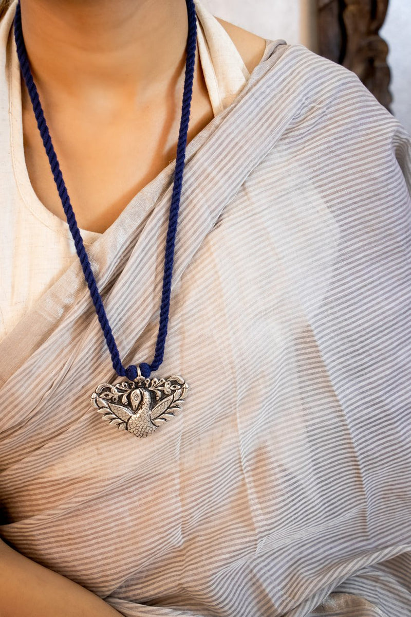 Anvaya Dancing Peacock Chitai Dori Necklace