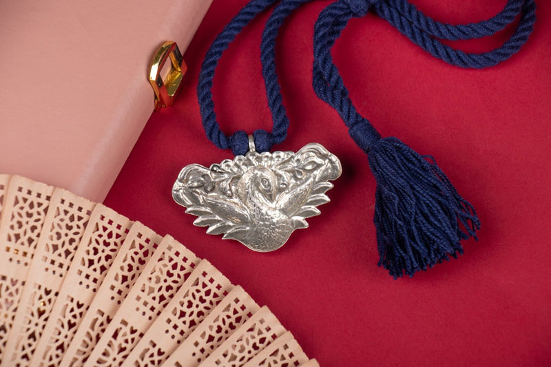 Anvaya Dancing Peacock Chitai Dori Necklace