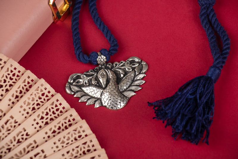 Anvaya Dancing Peacock Chitai Dori Necklace