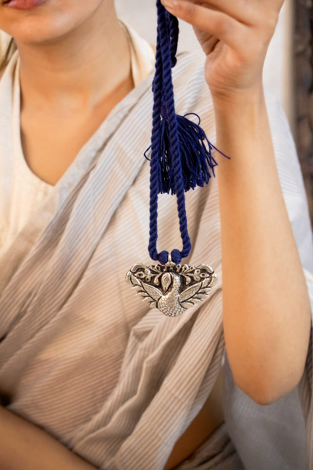 Anvaya Dancing Peacock Chitai Dori Necklace