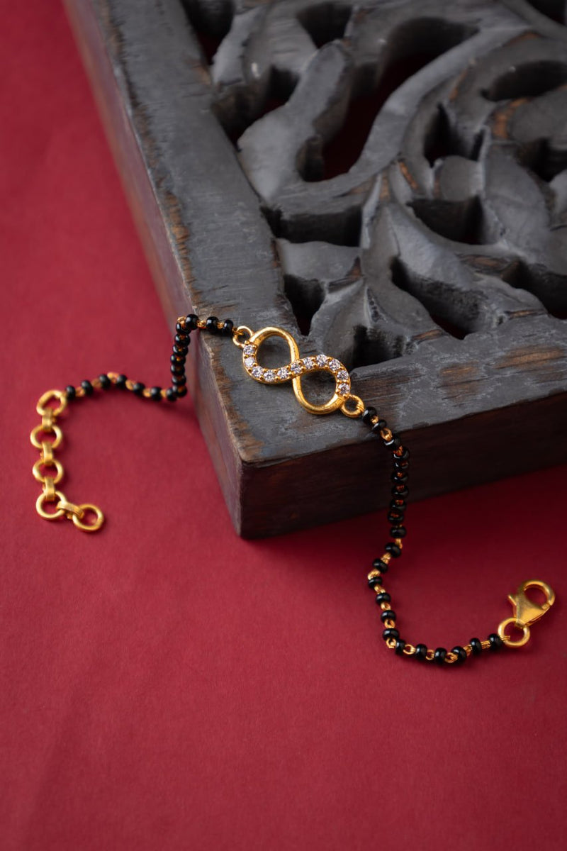 92.5 sterling silver Adya Infinity Knot Gold Plated Hand Mangalsutra, view 4