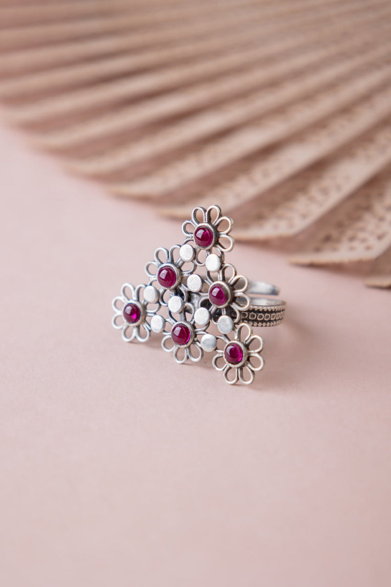 Tattva Carved Flower Statement Ring