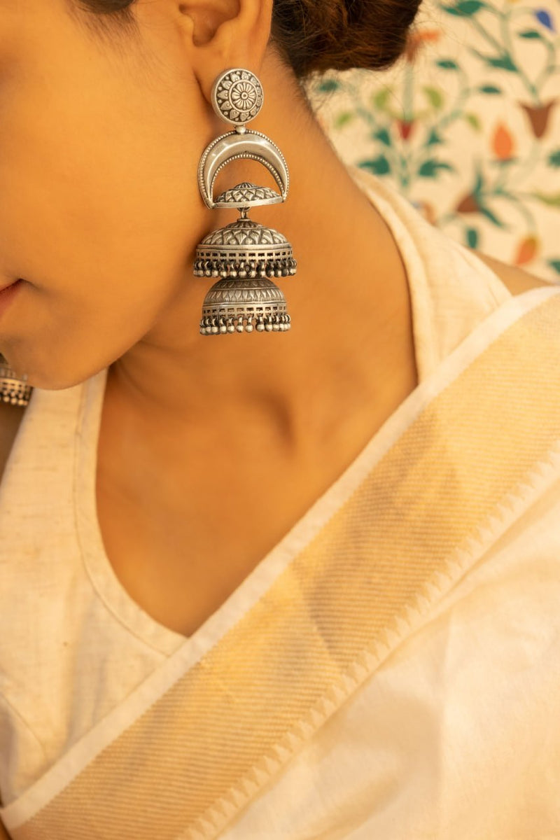 Tattva Embossed Motif Grand Statement Jhumka