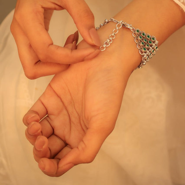 Tattva Green Jadau Timeless Four Layer Bracelet