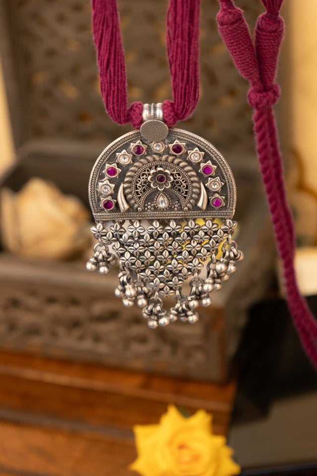 Tattva Intricate Statement Jali Drop Dori Necklace