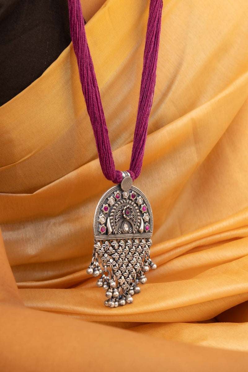 Tattva Intricate Statement Jali Drop Dori Necklace