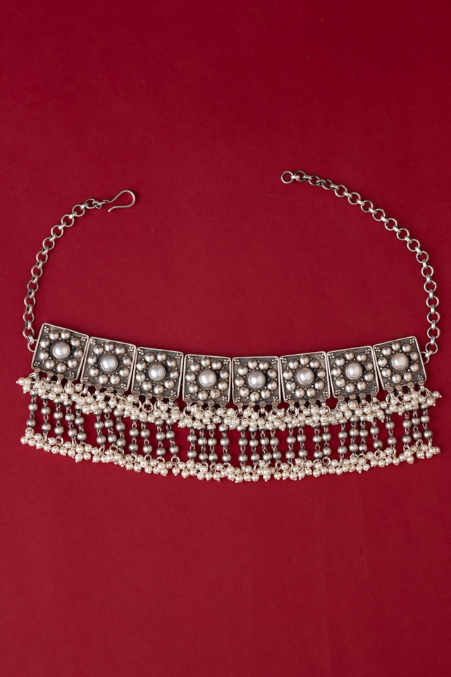 Tattva Pearl Jadau Tikdi Sequence Pearl Layered Necklace Set
