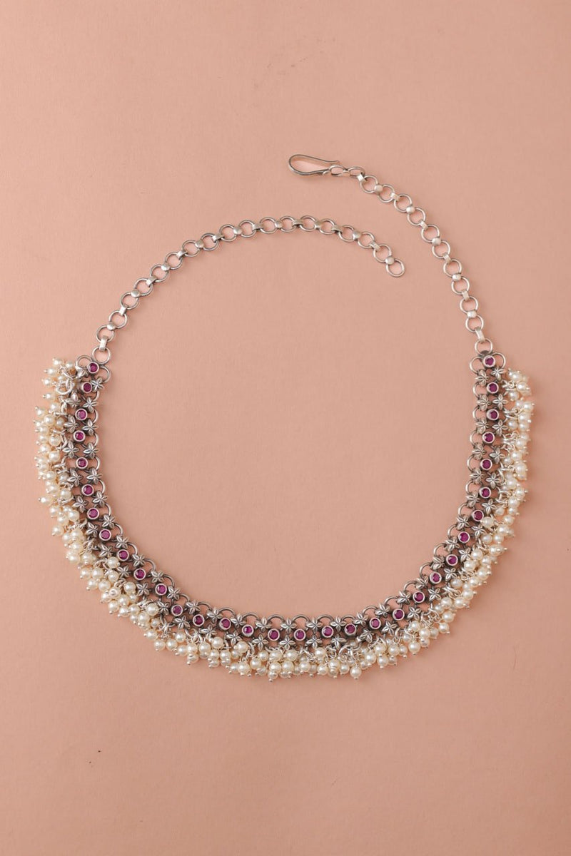 92.5 sterling silver Tattva Raani Jadau Pearl Drop Classic Necklace, view 5