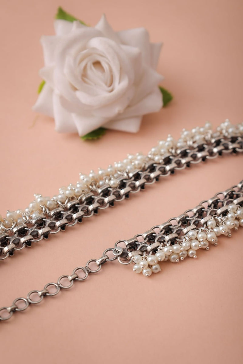 92.5 sterling silver Tattva Raani Jadau Pearl Drop Classic Necklace, view 4