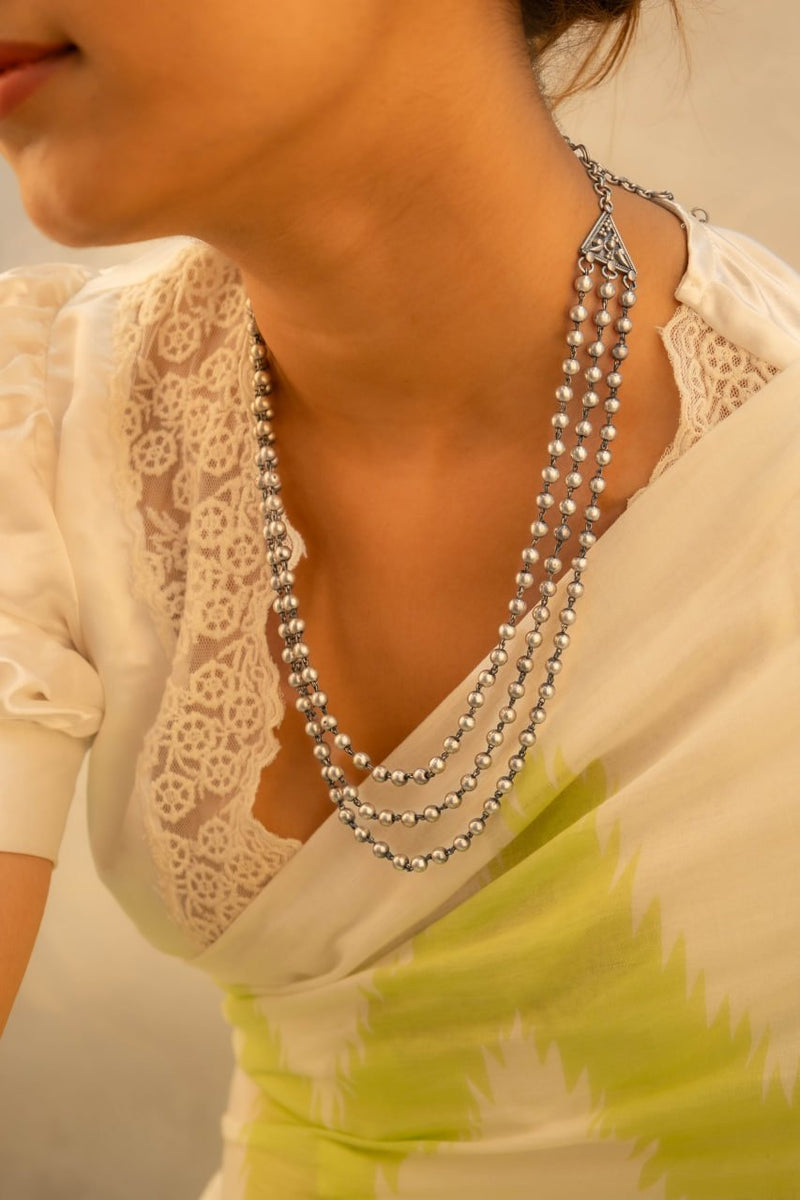 92.5 sterling silver Tattva Three Layered Ball Chain Necklace