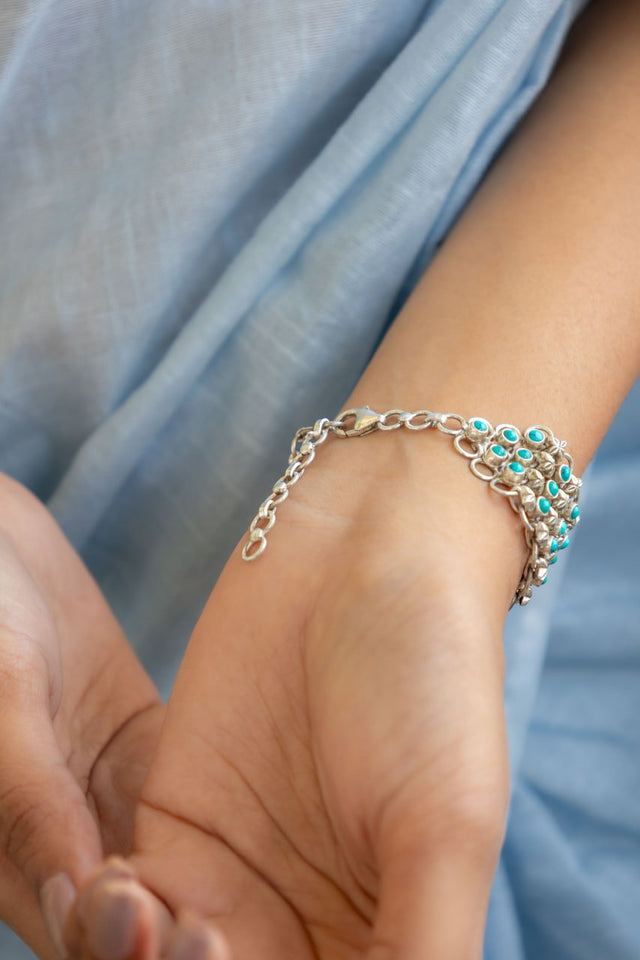 Tattva Turquoise Jadau Timeless Three Layer Bracelet