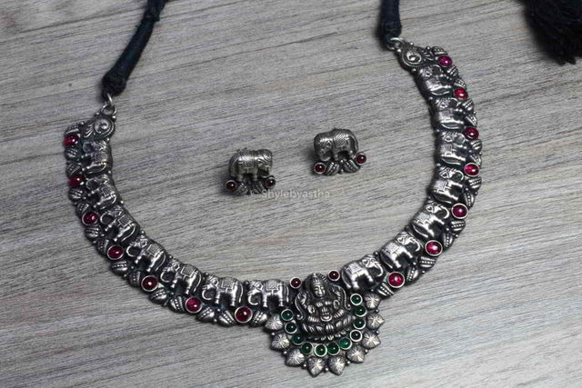 Tattavam Lakshmi Necklace Set Temple Jewelery