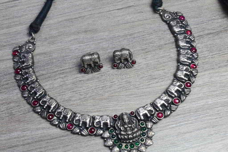 Tattavam Lakshmi Necklace Set Temple Jewelery