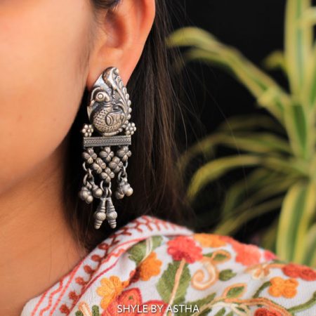 Anvaya Peacock Jali Ghughri Earrings model