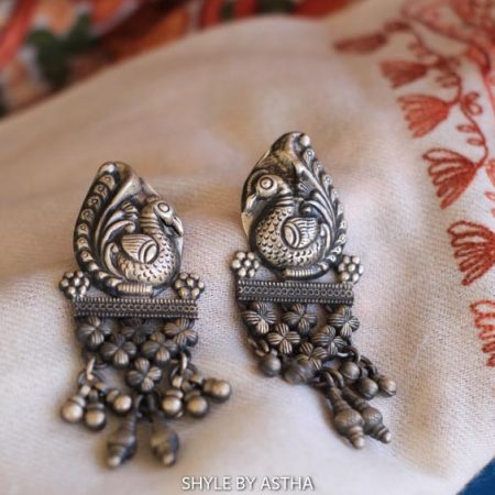 Anvaya Peacock Jali Ghughri Earrings front