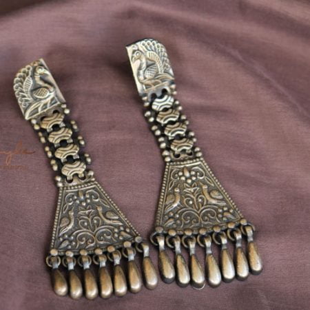 Anvaya Peacock Detailed Dangling Earrings (1)