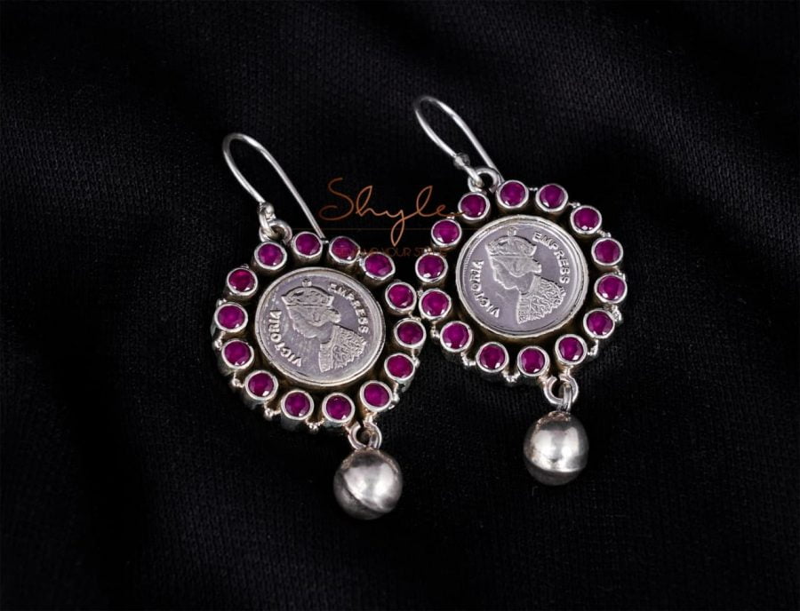 Moh Victorian Coin Drop Earring front