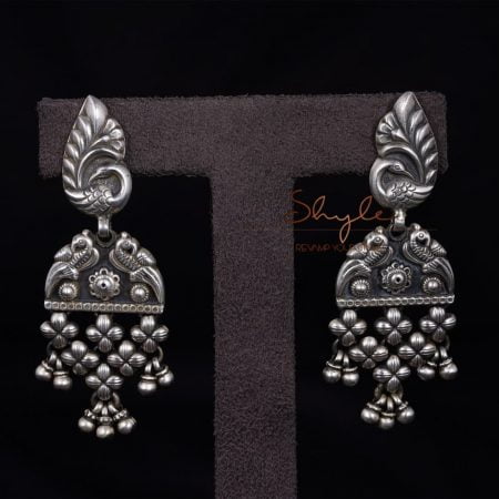 Mizoya Intricate Peacock Jali Earrings front