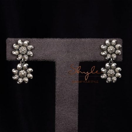 Adya Intricate Flower Sequence Earrings front