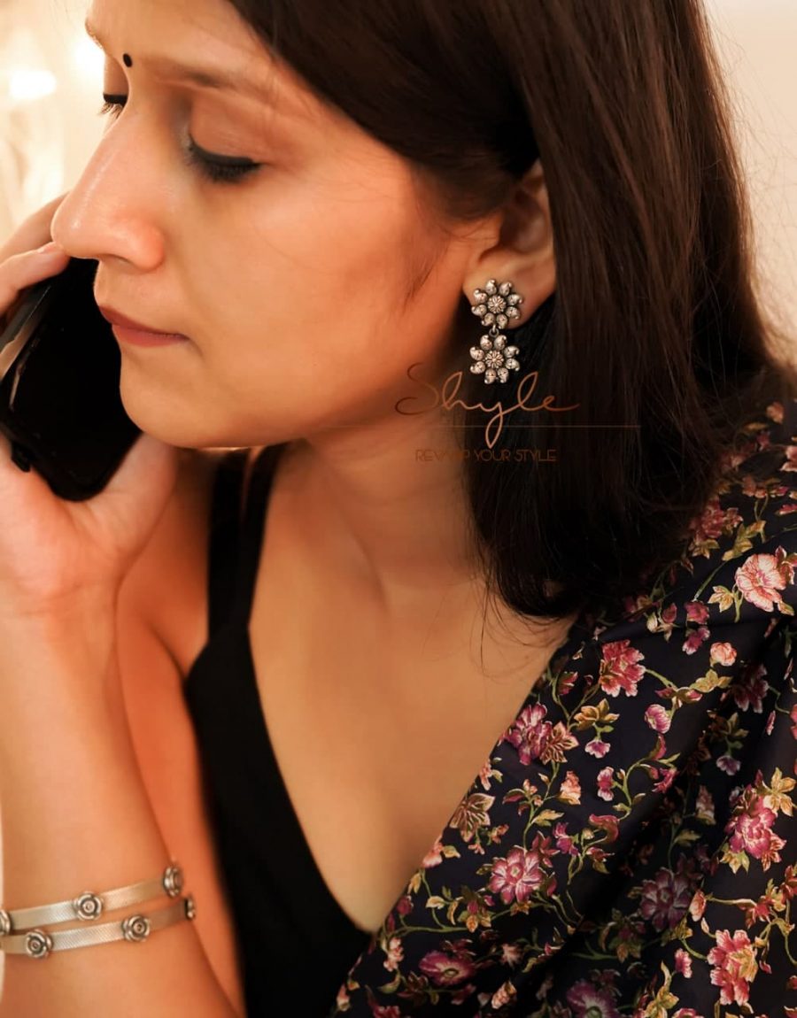 Adya Intricate Flower Sequence Earrings primary