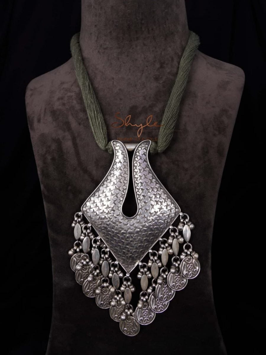 Anvaya Intricate Vintage Inspired Drop Statement Necklace front
