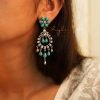 Essence Turquoise Pearl Jadau Earrings model