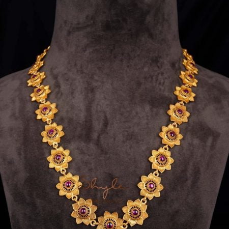 Adya Intricate Flower Versatile Gold Necklace Set