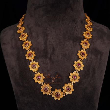 Adya Intricate Flower Versatile Gold Necklace front