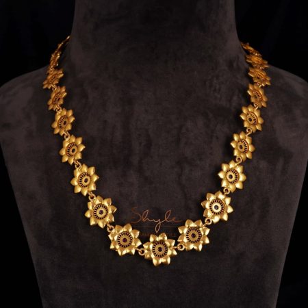 Adya Intricate Flower Versatile Gold Necklace back