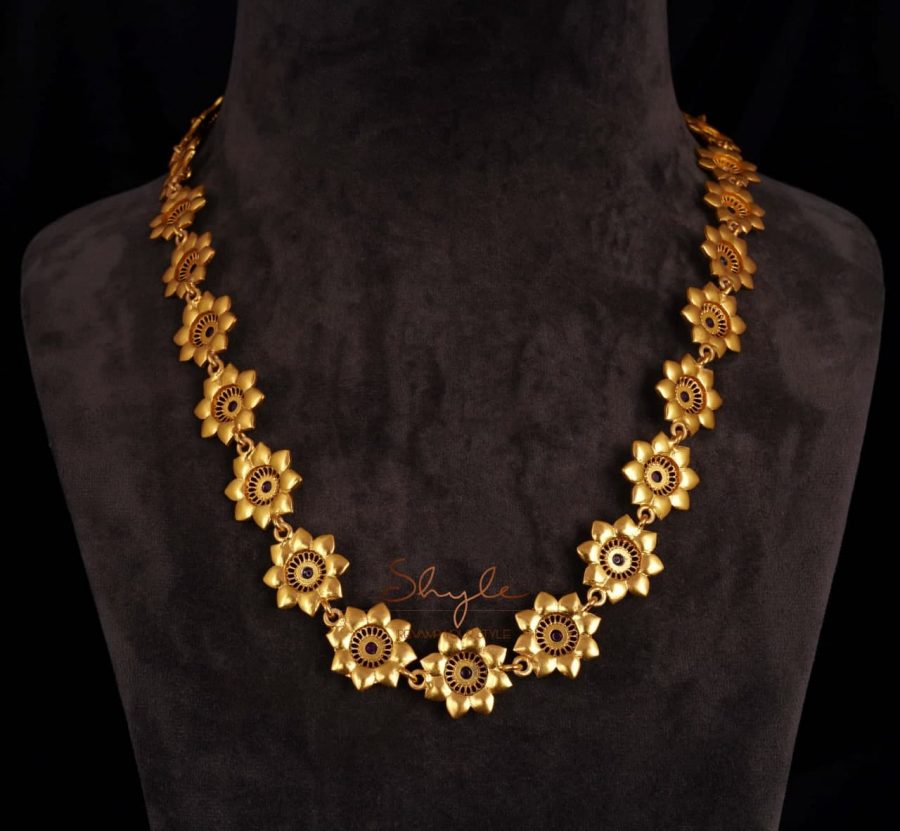Adya Intricate Flower Versatile Gold Necklace back